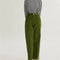 Pantalón Recto Verde Pana Cintura Alta Ajustado Multiuso