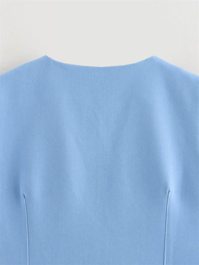 Chaleco Denim Elástico de Color Liso sin Mangas - Versátil y Moderno - Image 10