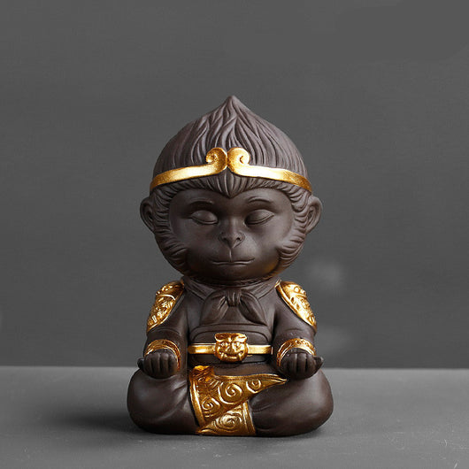 Juego de Té Kung Fu en Arcilla Púrpura con Estatua del Rey Mono - Decoración para Bandeja de Té - Image 26