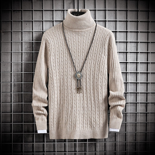 Suéter Cuello Alto Ajustado de Color Sólido para Invierno - Image 5
