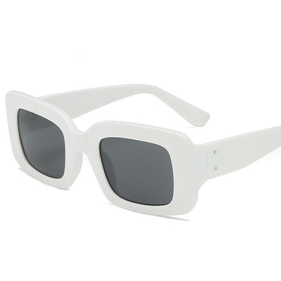 White square-frame sunglasses with dark gray lenses, featuring a chunky and fashionable design. - Image 13