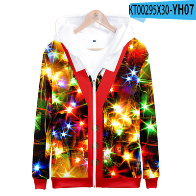 Sudadera Navideña 3D con Cierre Estampado Digital para Adultos e Infantes - Image 5