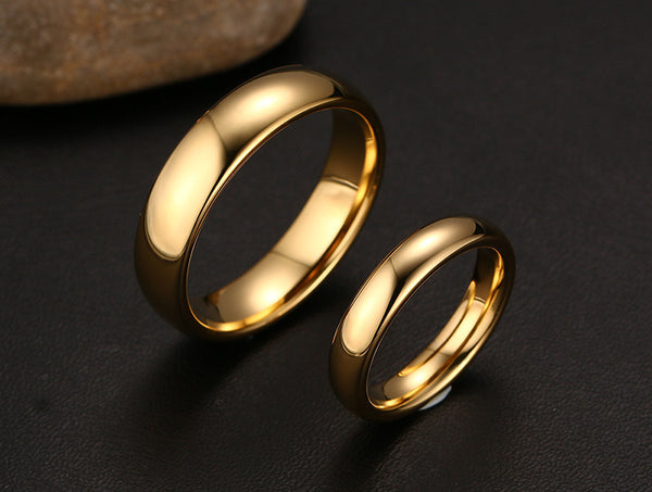 Anillos de Matrimonio Tungsteno Carburo Vintage para Parejas - Diseño Chapado en Oro