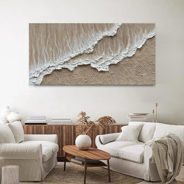 Cuadro Abstracto Texturizado Óleo Hecho a Mano - Paisaje Marrón para Sala de Estar