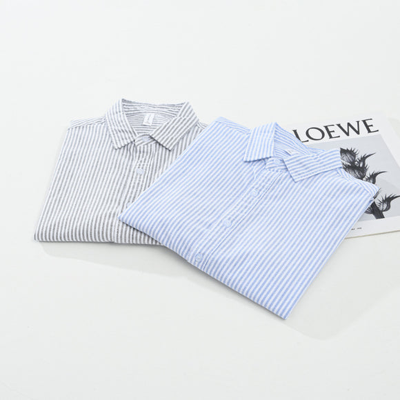 Camisa Manga Larga a Rayas Verticales para Hombre - Algodón Suelto y Cómodo