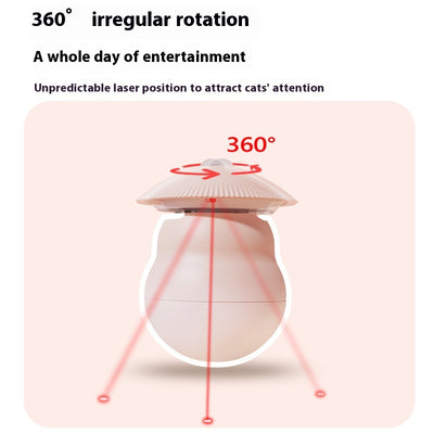 Two pink intelligent electric cat toy tumblers with ribbed tops and red laser emitters, set against a minimalist pink background. - Image 5