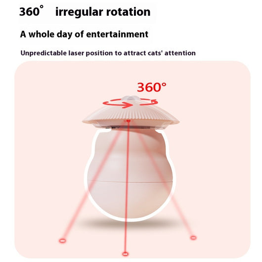 Two pink intelligent electric cat toy tumblers with ribbed tops and red laser emitters, set against a minimalist pink background. - Image 5