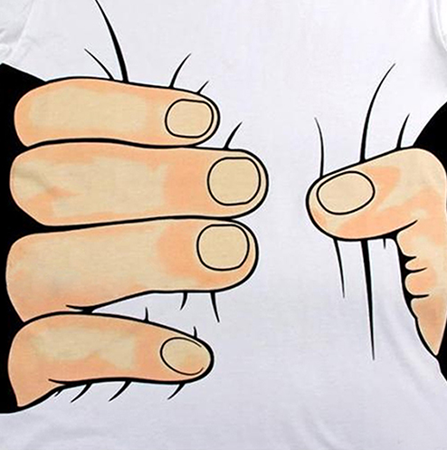 Playera de Manga Corta con Estampado de Mano 3D