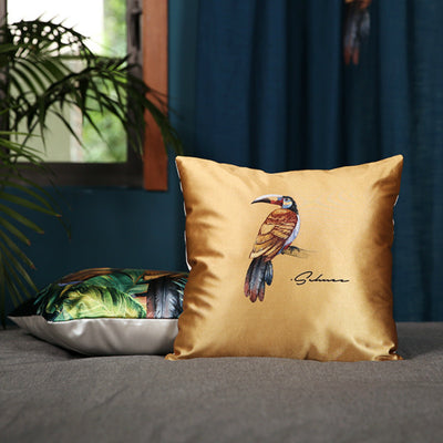 Funda de Cojín con Estampado de Pájaros de Selva Tropical y Hojas Verdes Moderno - Image 5