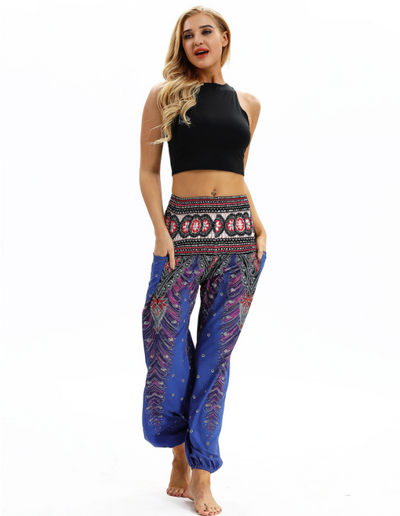 Pantalones Harem Estampados Digitales con Cintura Elástica Suelta - Image 17