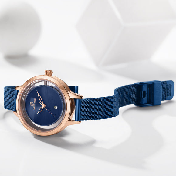Reloj de Pulsera Mujer Malla Metálica con Calendario