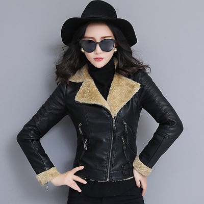 Chaqueta de Cuero con Pelaje de Oveja Gruesa para Mujer - Abrigo Premium Talla Grande - Image 5