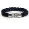 Leather alloy vintage hand-woven bracelet Negro