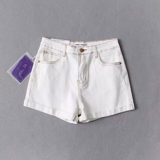 Shorts de Cintura Alta en Denim