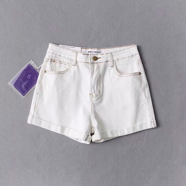Shorts de Cintura Alta en Denim