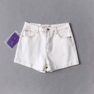 Shorts de Cintura Alta en Denim