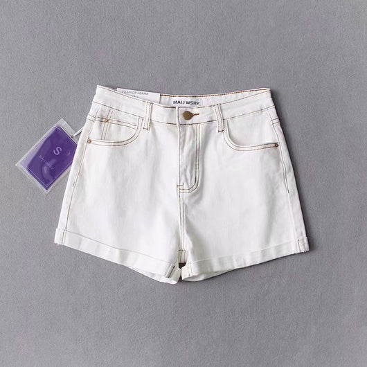 Shorts de Cintura Alta en Denim