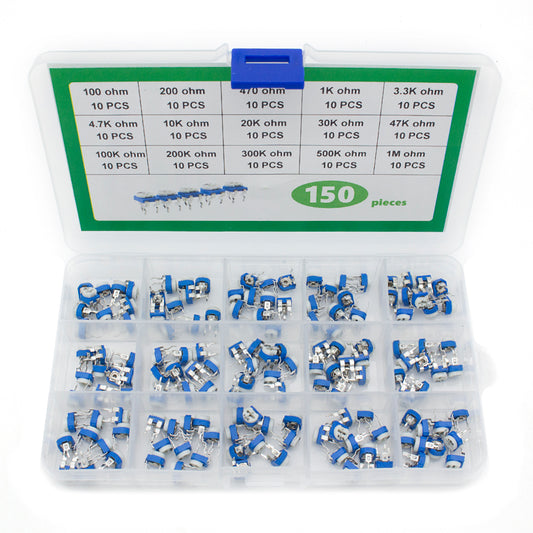 Set de Resistores Ajustables Azul y Blanco 6mm en Caja Clasificadora