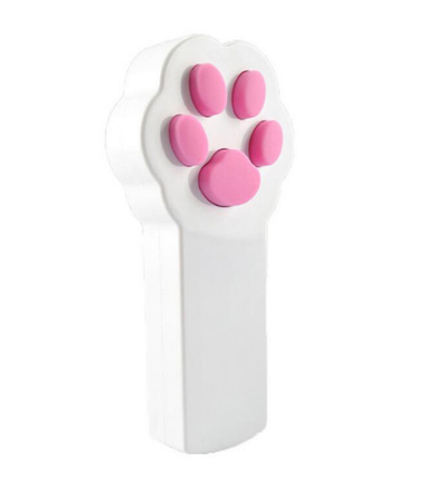 White pet laser pointer toy with a pink cat paw design on top, for interactive play and exercise. - Image 5