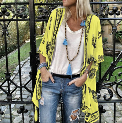 Cardigan Estampado de Manga Larga Talla Media - Image 6