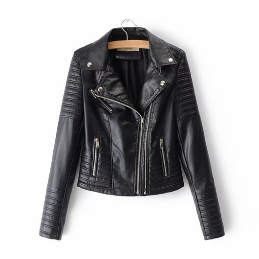 Chaqueta de Cuero Motociclista Ajustada Estilo Europeo