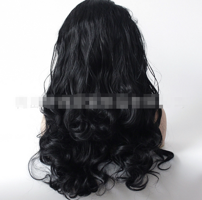 Peluca Ondulada Negra de Encaje Frontal - Fibra Sintética Premium Estilo Europeo - Image 2