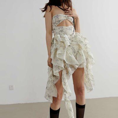 Vestido Romántico con Estampado Desmontable y Correa Ajustable