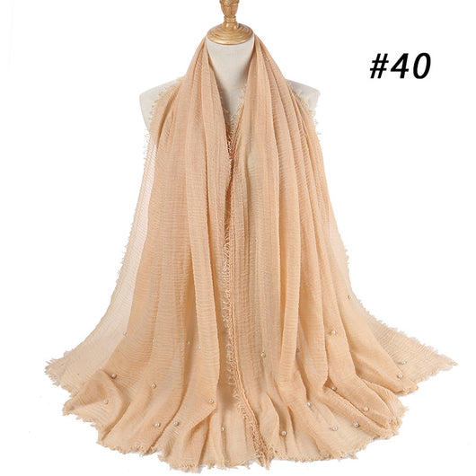 Pañuelo de Algodón y Lino Arrugado Monocromático - Image 40