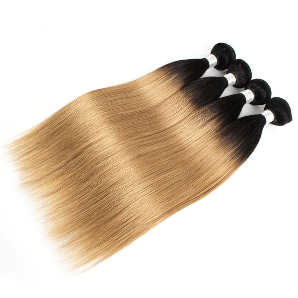 Peluca de cabello brasileño real T1b/27 - Efecto degradado natural