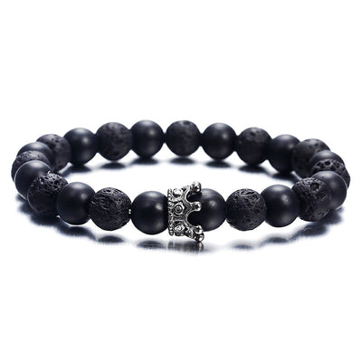 Pulsera de Piedra Volcánica con Circonitas y Corona de Moda Europea - Image 5