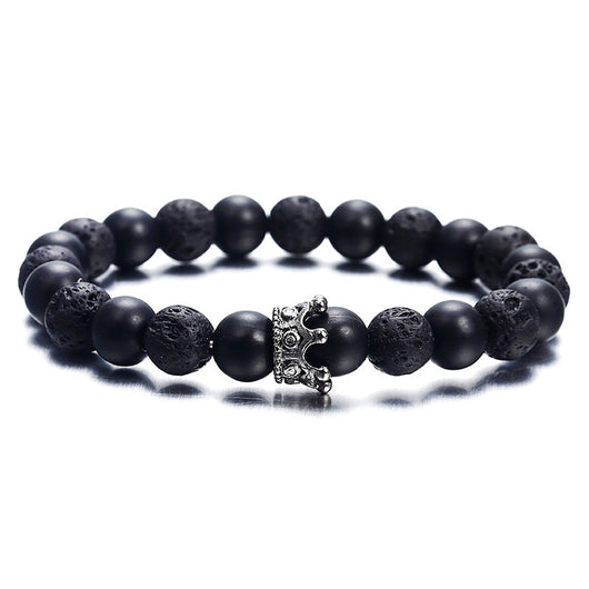 Pulsera de Piedra Volcánica con Circonitas y Corona de Moda Europea - Image 5