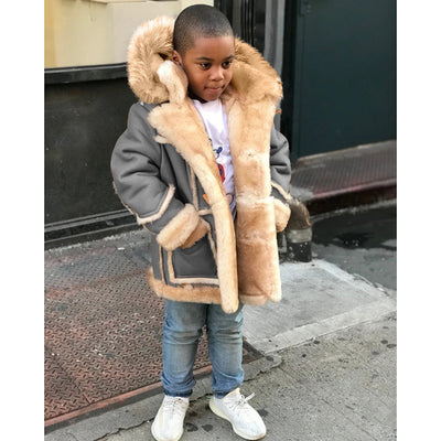Chaqueta Acolchada con Capucha y Forro de Pelaje para Niños - Image 5