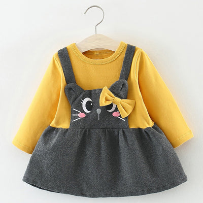 Vestido Bebé Manga Larga con Estampado de Gato con Moño - Image 4