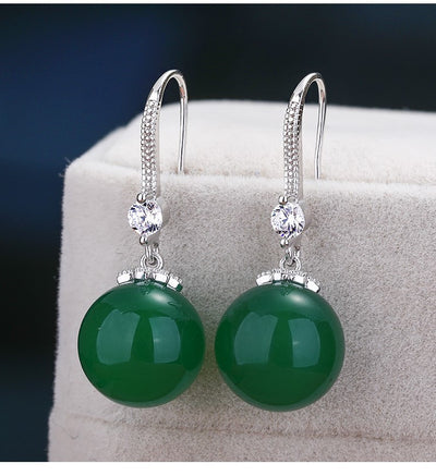 Aretes de Ágata Plata 925 Largos Hipoalergénicos para Mujer