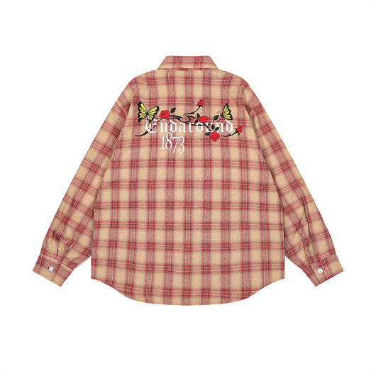 Camisa Cuadriculada Holgada de Manga Larga para Hombre - Image 14