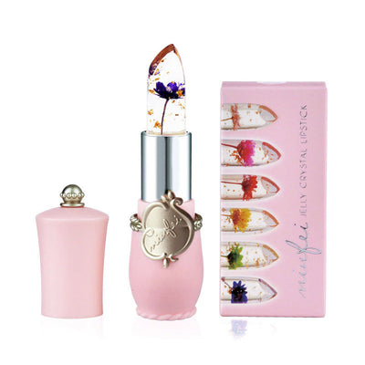 Labial Jelly Termocrómico con Lámina Dorada y Flores Transparentes