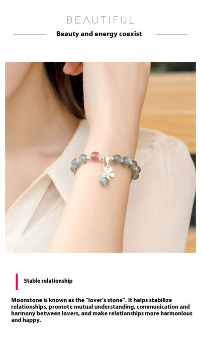Pulsera Cristal Plata 925 Flores de Miel - Luz de Luna Lima y Fresa - Image 8