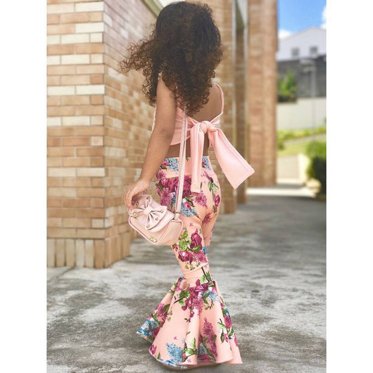 Conjunto de Dos Piezas: Blusa Estampada y Pantalón Acampanado para Niñas - Image 2