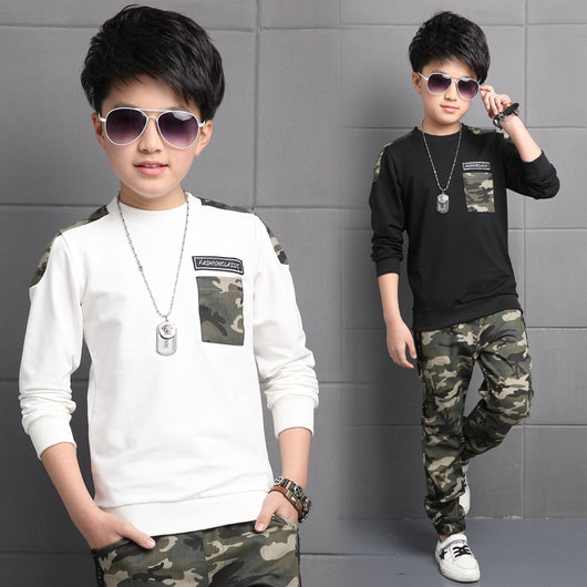 Conjunto Deportivo Infantil Camuflaje de Algodón - Sudadera y Pantalón Largos - Image 4