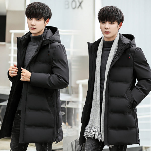 Abrigo Largo de Plumón de Pato Blanco con Capucha para Hombre - Invierno Coreano