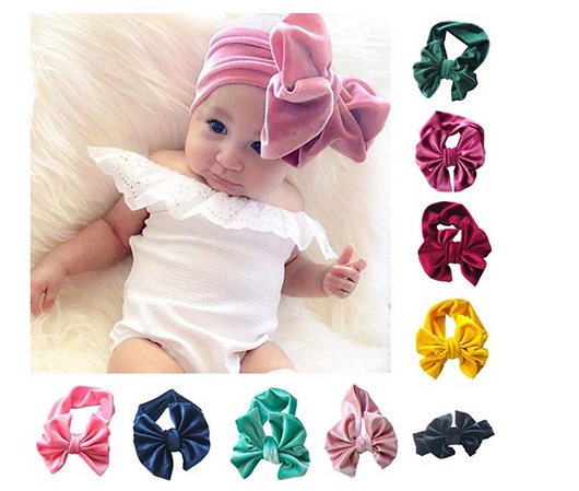 Turbante Terciopelo para Bebé y Niña con Lazo - Cinta para el Cabello Fotografía