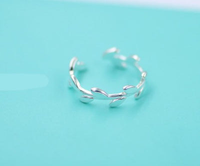 Anillo de Plata con Hoja de Olivo - Diseño Minimalista para Mujer - Image 4