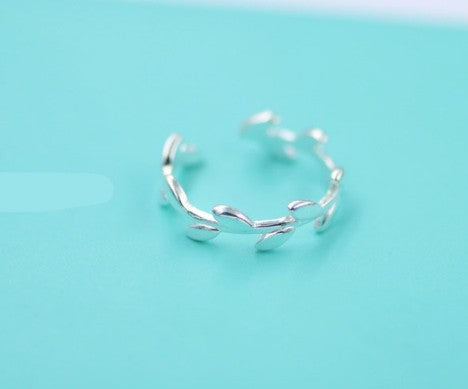 Anillo de Plata con Hoja de Olivo - Diseño Minimalista para Mujer - Image 4