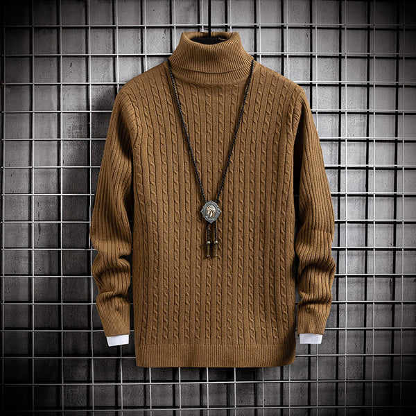 Suéter Cuello Alto Ajustado de Color Sólido para Invierno
