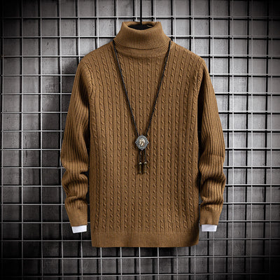 Suéter Cuello Alto Ajustado de Color Sólido para Invierno