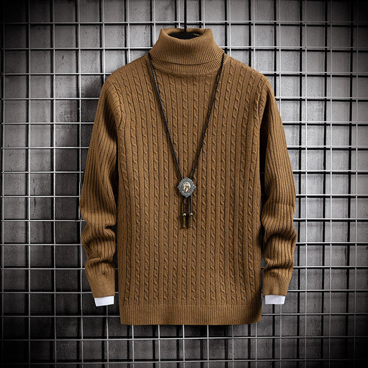 Suéter Cuello Alto Ajustado de Color Sólido para Invierno