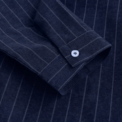 Camisa de Lino a Rayas con Manga Tres Cuartos para Hombre - Image 6
