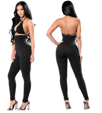 Leggings Deportivos Negros Cintura Alta con Diseño Corset Ajustado - Image 5