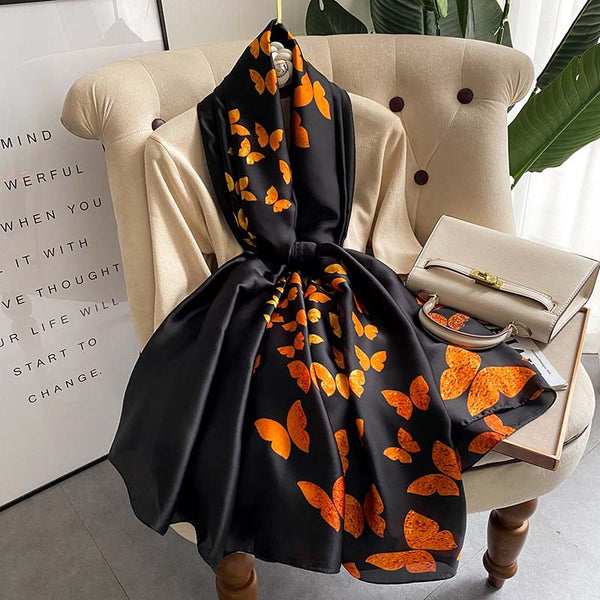 Pañuelo de Seda Satinada Estilo Retro Vintage para Mujer