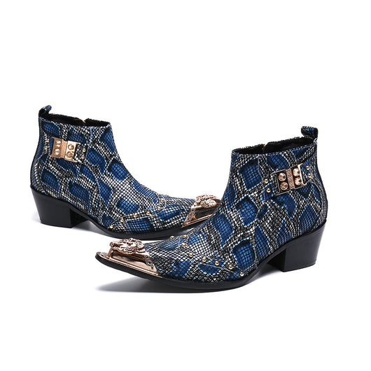 Botas Cortas de Cuero con Estampado Serpiente - Estilo British Masculino - Image 7